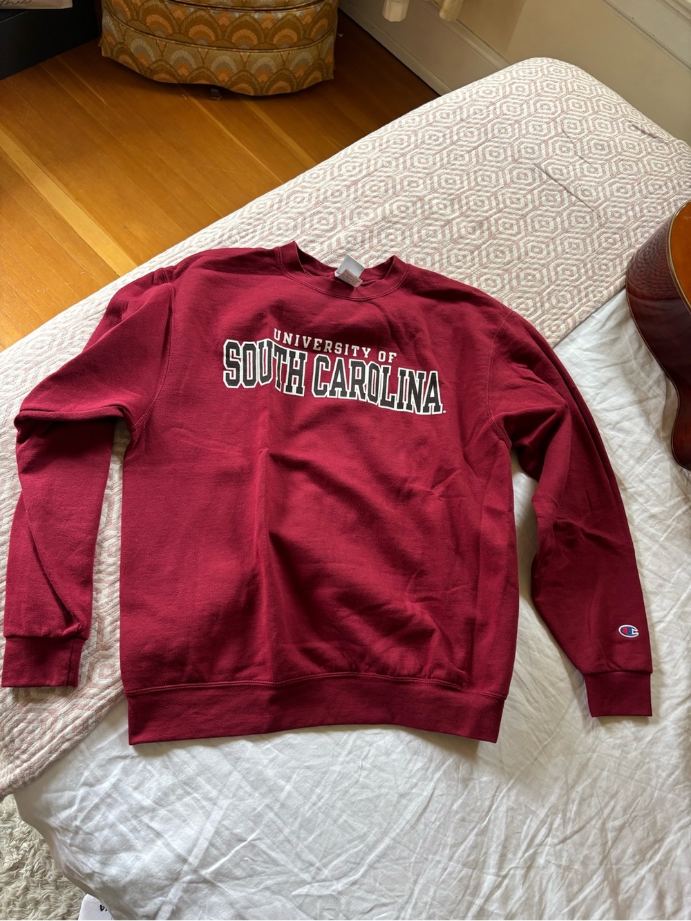 Champion Maroon Crewneck Sweatshirt with White Text